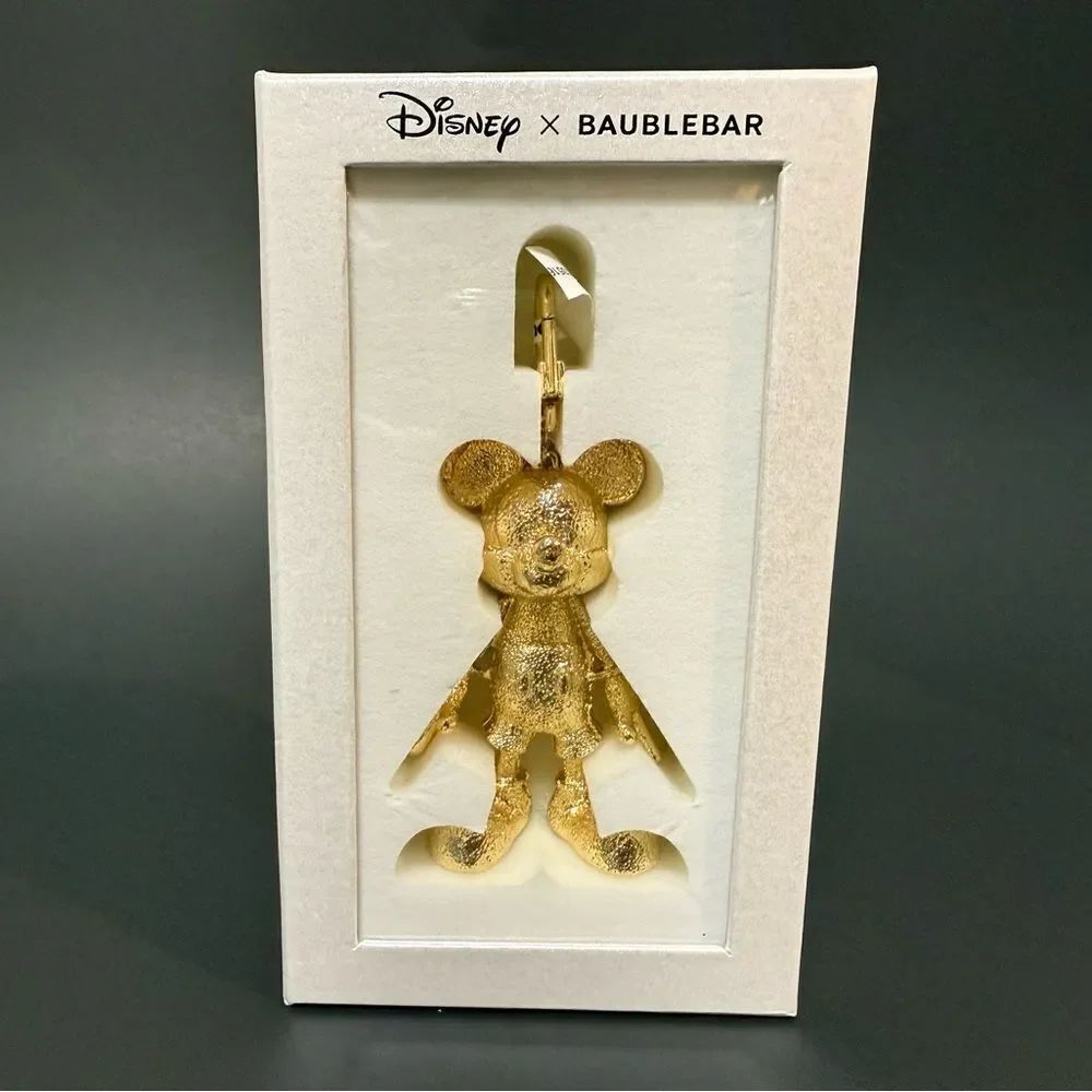 Baublebar x Disney Mickey Mouse Bag Charm Gold Leaf Metal Foil NWT